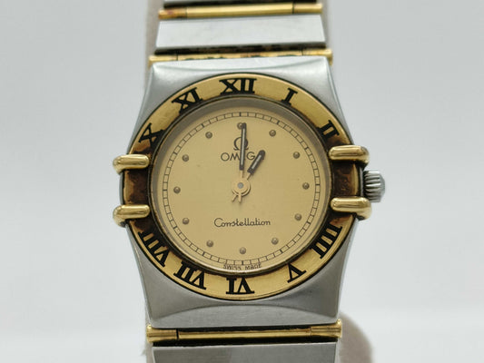 OMEGA 6104 465 Quartz Gold Dial Immovable No Guaranteed Operation Women's Watch