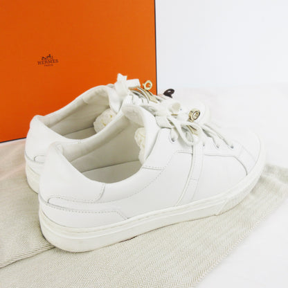 HERMES DAY Kelly Buckle with Gold Hardware Protective Seal 37 1/2 White White Sneakers