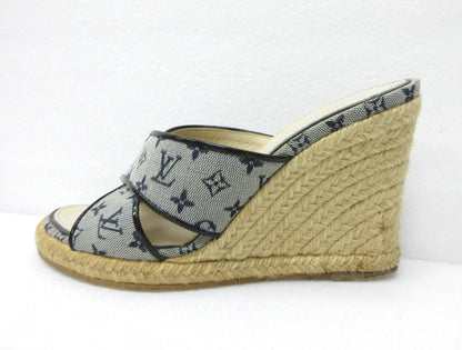 LOUIS VUITTON Louis Vuitton Espadrille Monogram Wedge Sole 36 Sandals