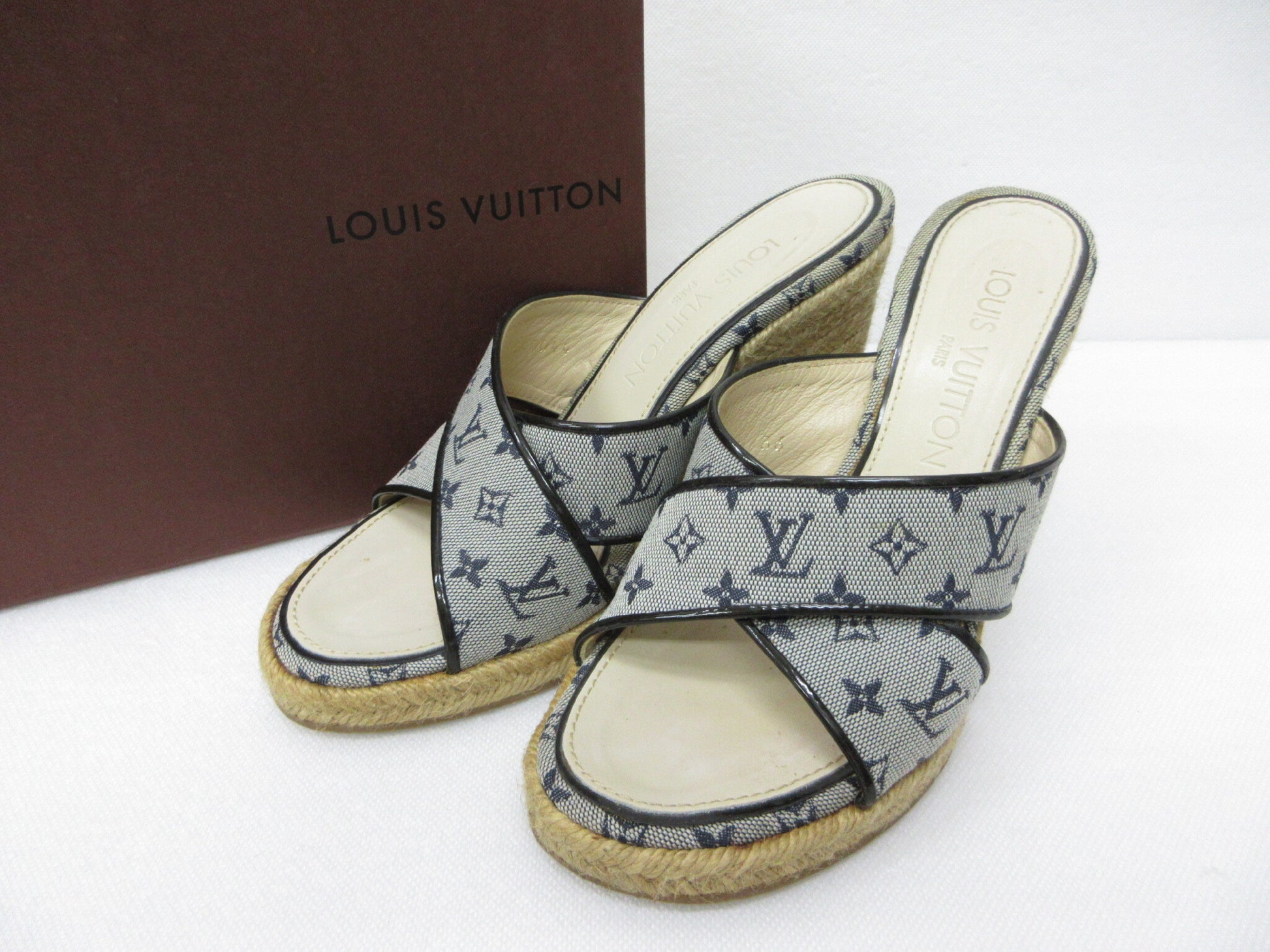 LOUIS VUITTON Louis Vuitton Espadrille Monogram Wedge Sole 36 Sandals