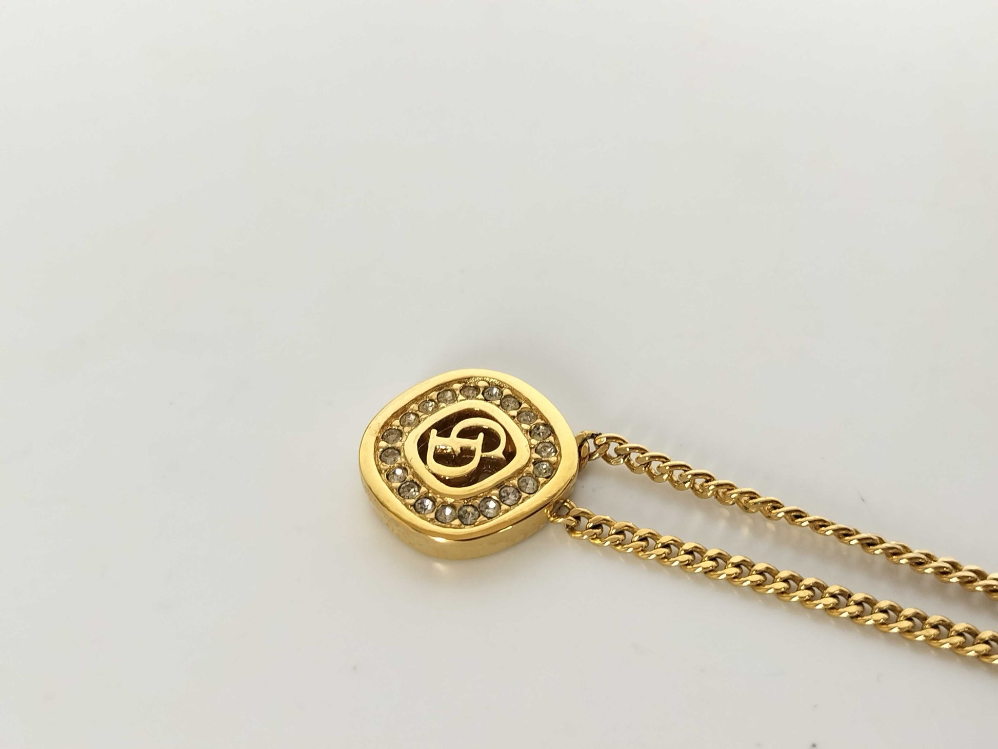 Dior Rhinestone Logo Necklace Necklace