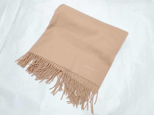 HERMES Large Format Stole 100% Cashmere Logo Embroidery? Other accessories