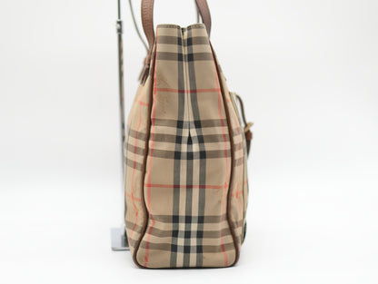 BURBERRY Canvas Tote Bag Check Tote Bag