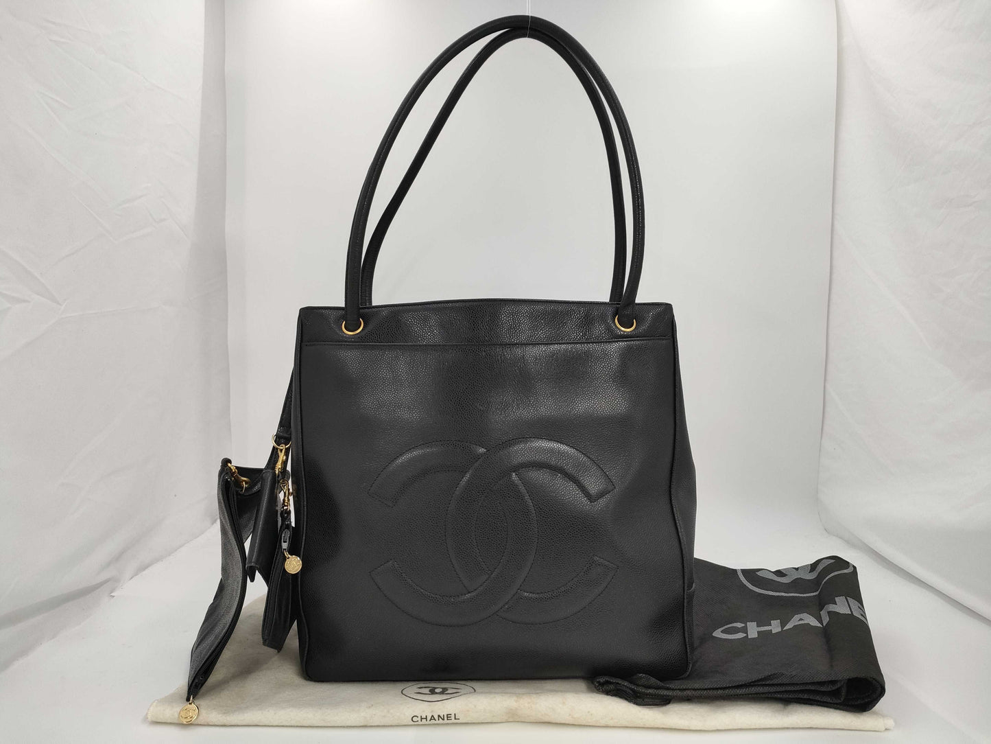 CHANEL Caviar Skin Coco Mark Tote Bag