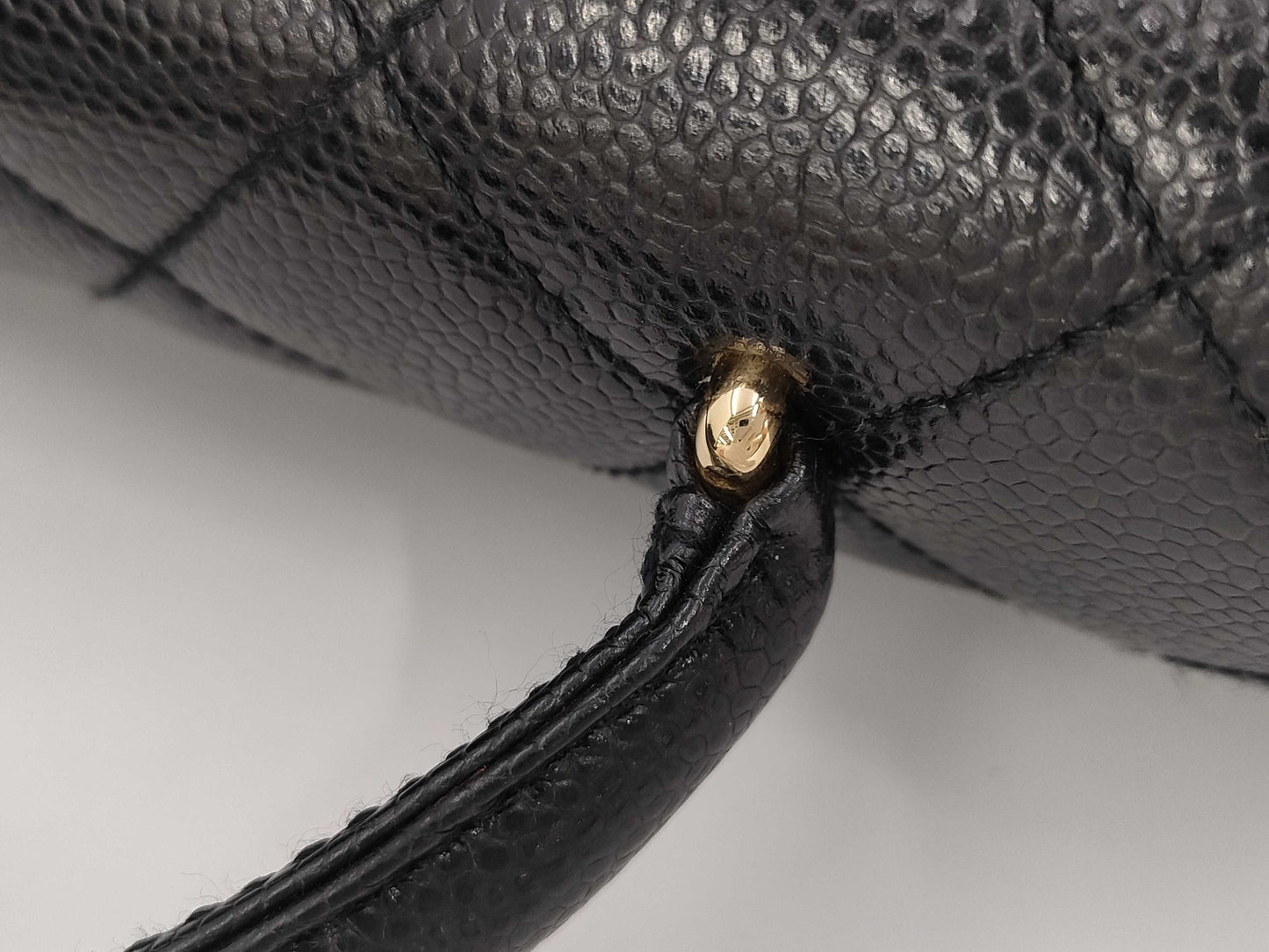CHANEL Caviar Skin Handbag Matelasse Handbag