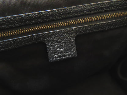 GUCCI GG Canvas Gucci Black Tote Bag Corner Leather GG Canvas Tote Bag