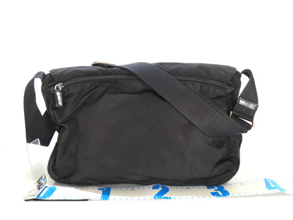 PRADA Nylon Prada Messenger Bag Black White Tag 114 Shoulder Bag