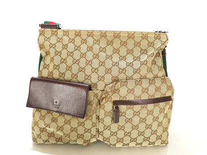 GUCCI GG Canvas Gucci Tote Bag Handle Sherry Line GG Canvas Front 3 Pockets Shoulder Bag