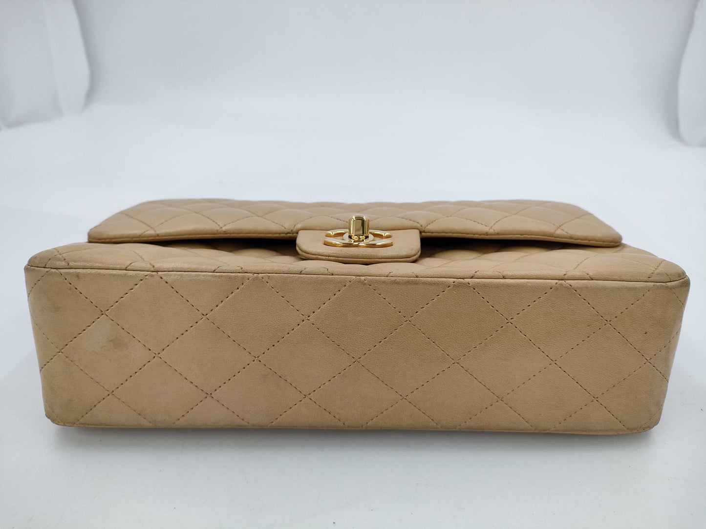 CHANEL CHANEL Matelasse Lambskin Classic Double Flap 26 Shoulder Bag Beige with Seal