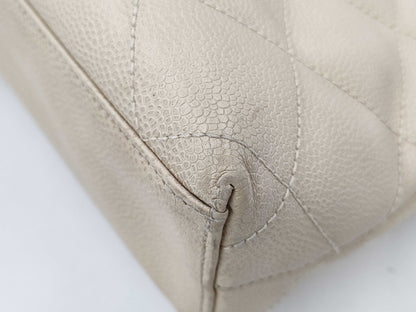  CHANEL CHANEL Caviar Skin Tote Bag Beige with Seal