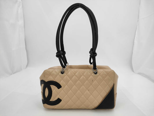 CHANEL Cambon Line Handbag Beige with Seal Tote Bag