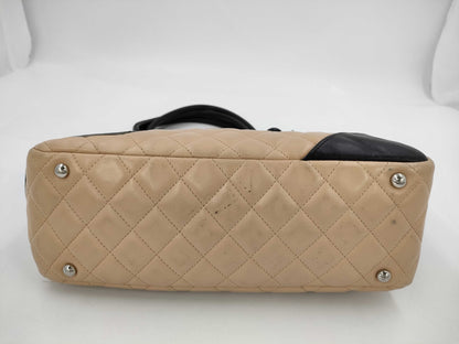 CHANEL Cambon Line Handbag Beige with Seal Tote Bag