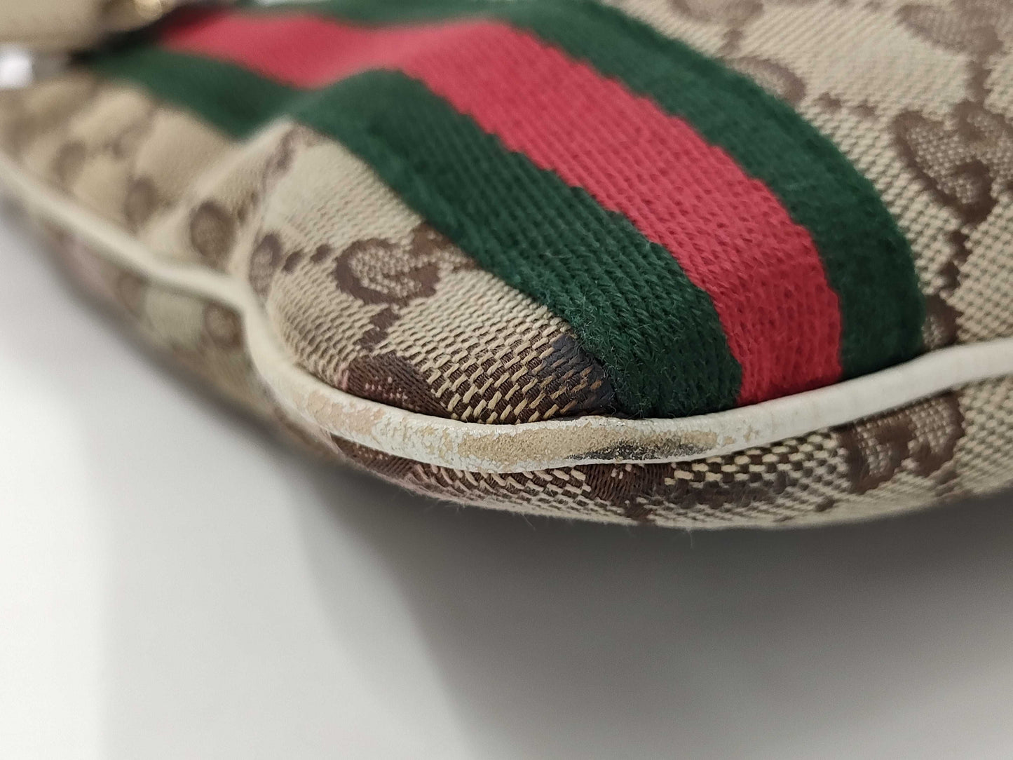 GUCCI 144388 GG Canvas Sherry Line Shoulder Bag with Charm