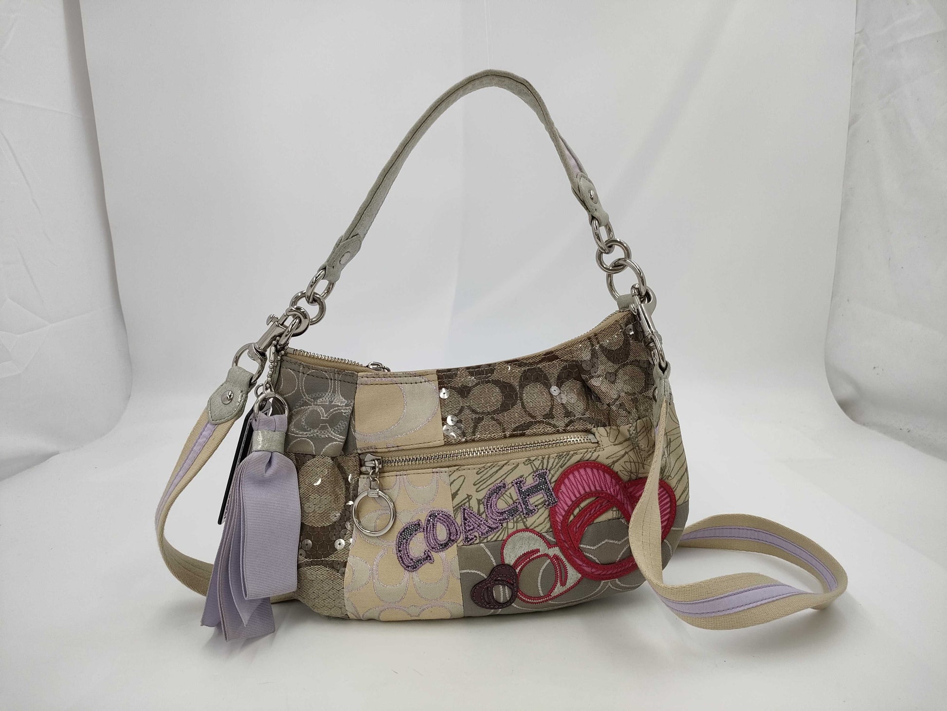 COACH Signature Patchwork 2-Way Sequin Shoulder Bag