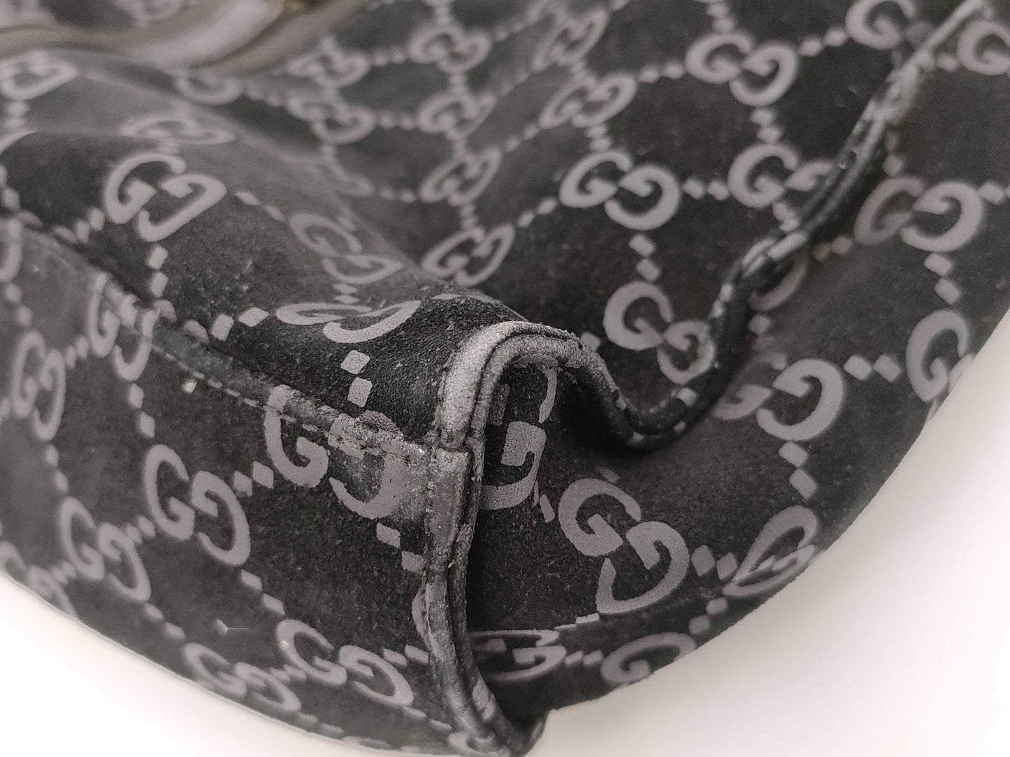 GUCCI 001 3355 Jackie GG Suede One-Shoulder Bag Handbag