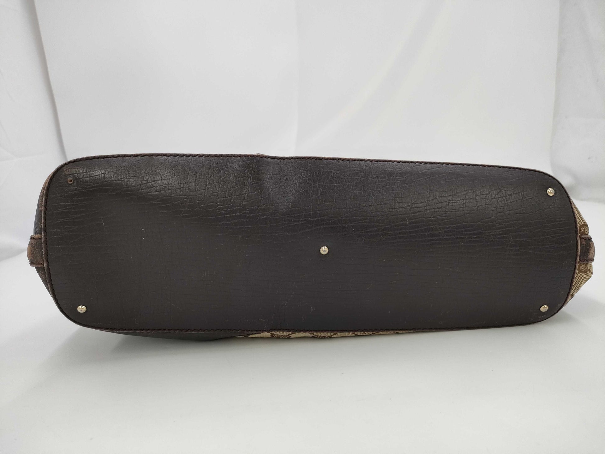 GUCCI 137385 GG Canvas Sherry Line Horsebit Handbag