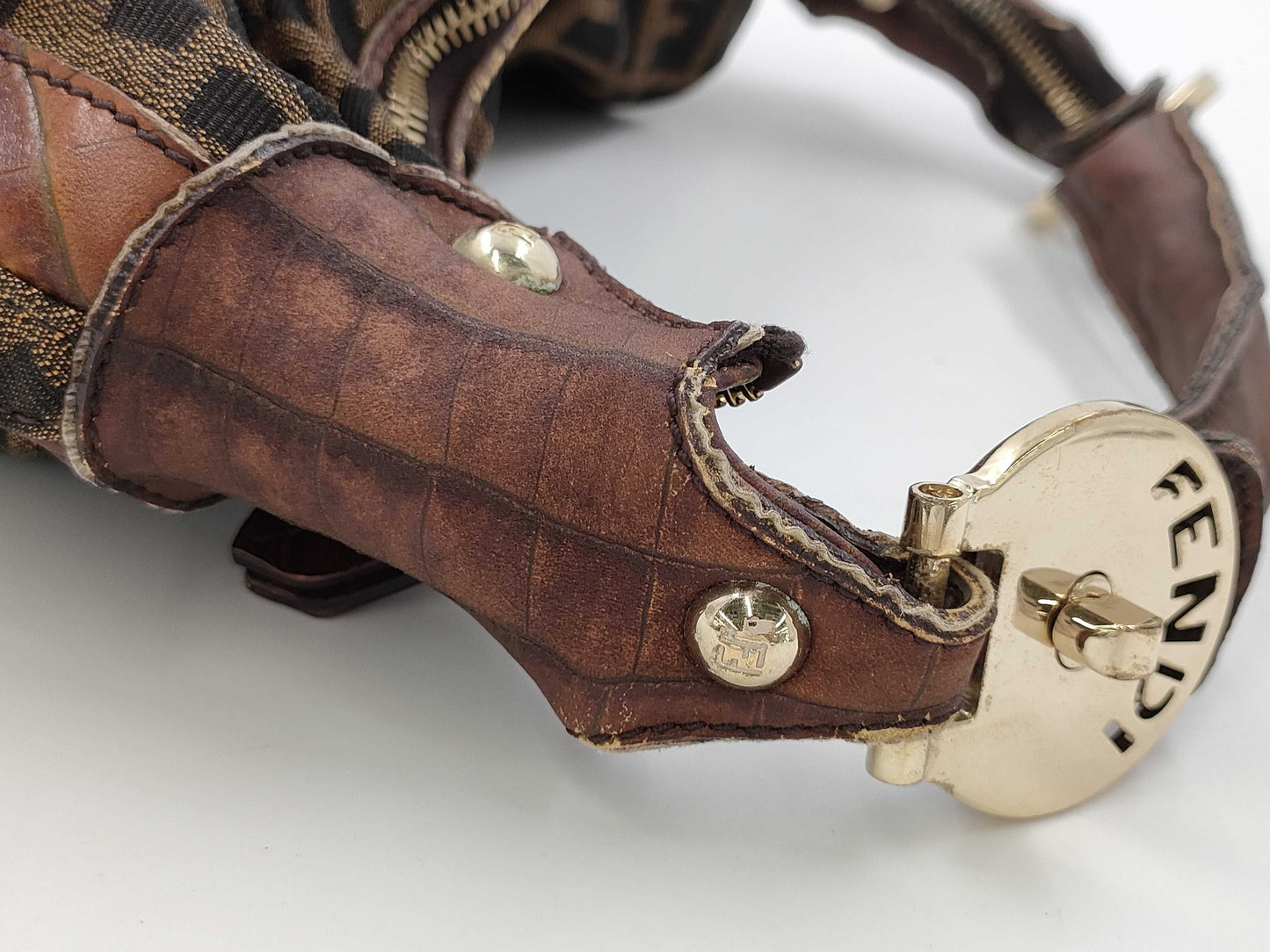 FENDI Zucca One-Shoulder Half Moon Handbag