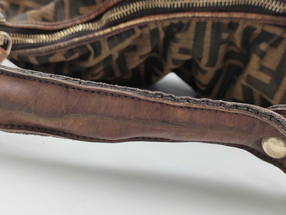 FENDI Zucca One-Shoulder Half Moon Handbag