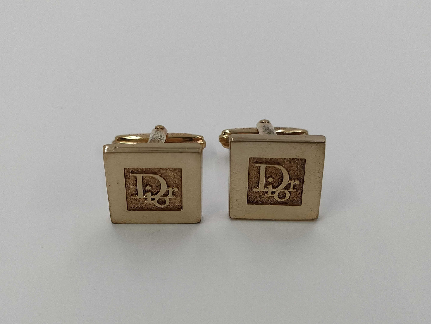 Dior Square Logo Gold Tie Clip/Cufflinks