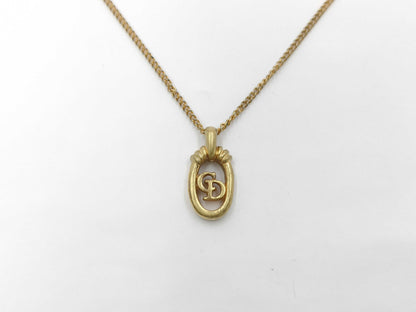 Dior CD logo round gold necklace