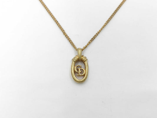 Dior CD logo round gold necklace
