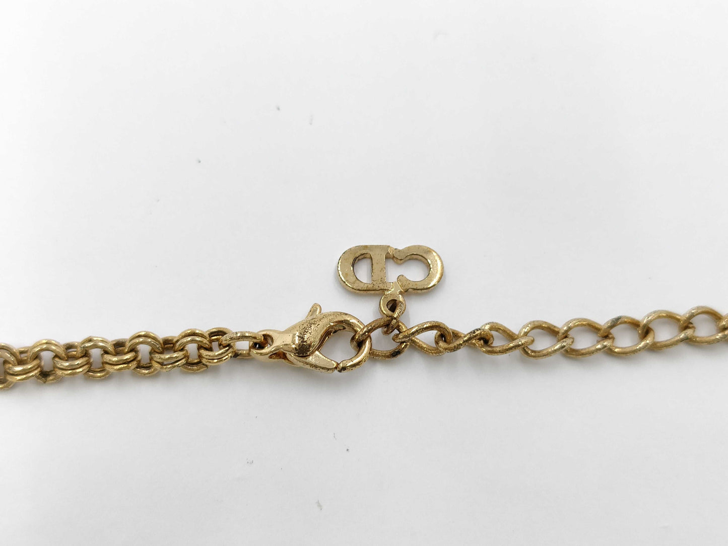 Dior CD logo rhinestone gold necklace