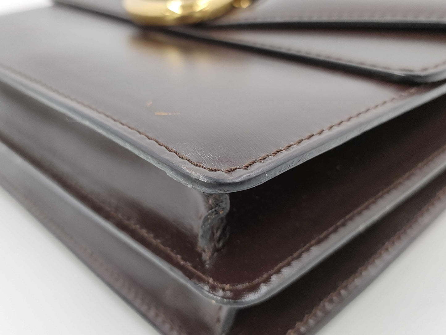 CELINE Gancini double flap leather handbag