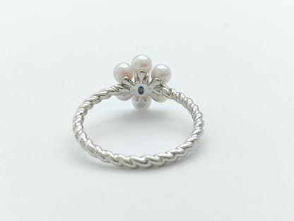 Pearl Diameter Approx. 3.3mm-3.4mm Aouinite 0.08ct PT950 2.8g Ring 