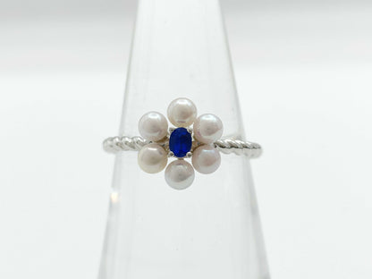 Pearl Diameter Approx. 3.3mm-3.4mm Aouinite 0.08ct PT950 2.8g Ring 