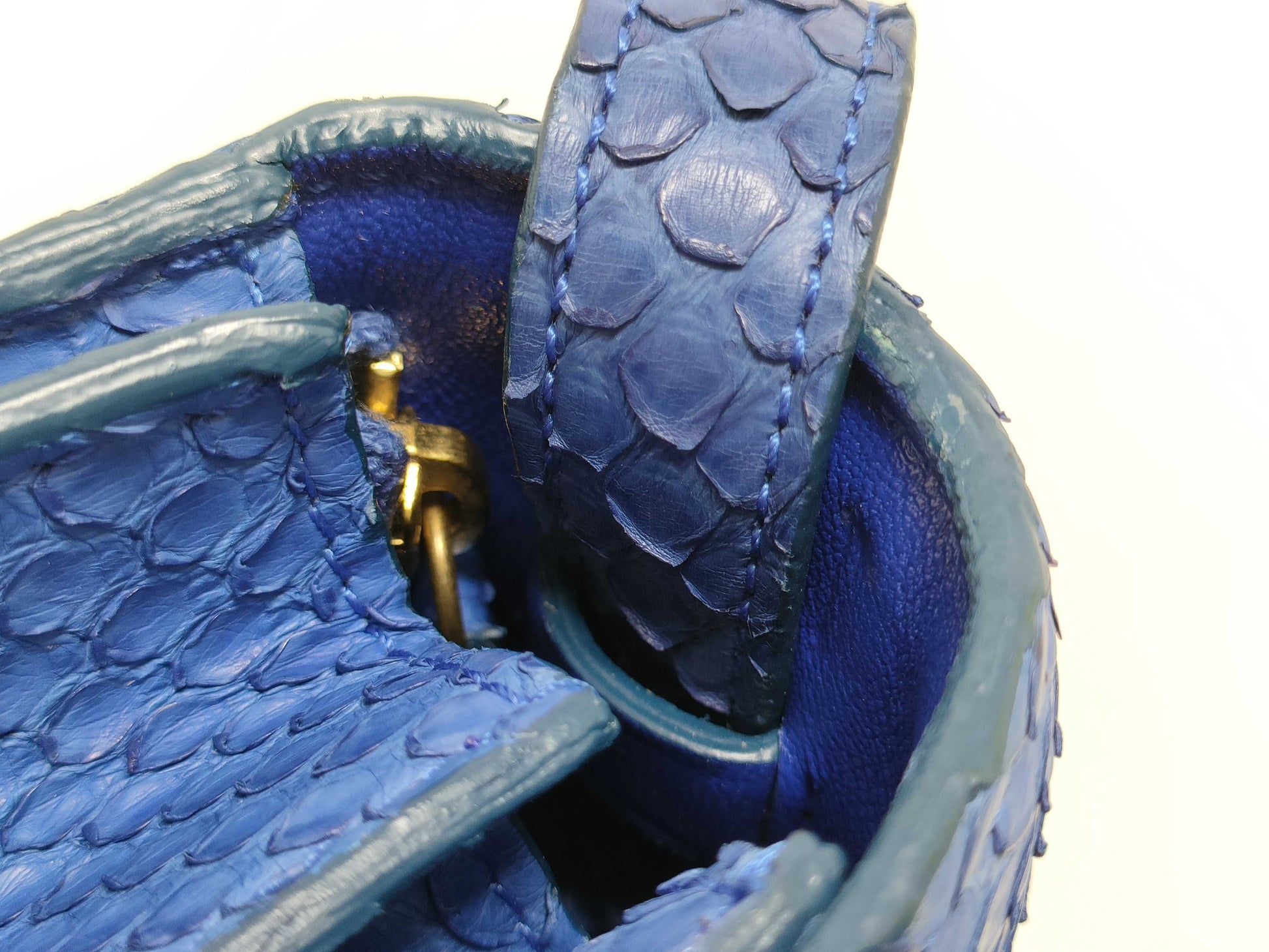 CELINE CELINE] Classic Box Medium Shoulder Bag Python/Leather Blue Shoulder Bag