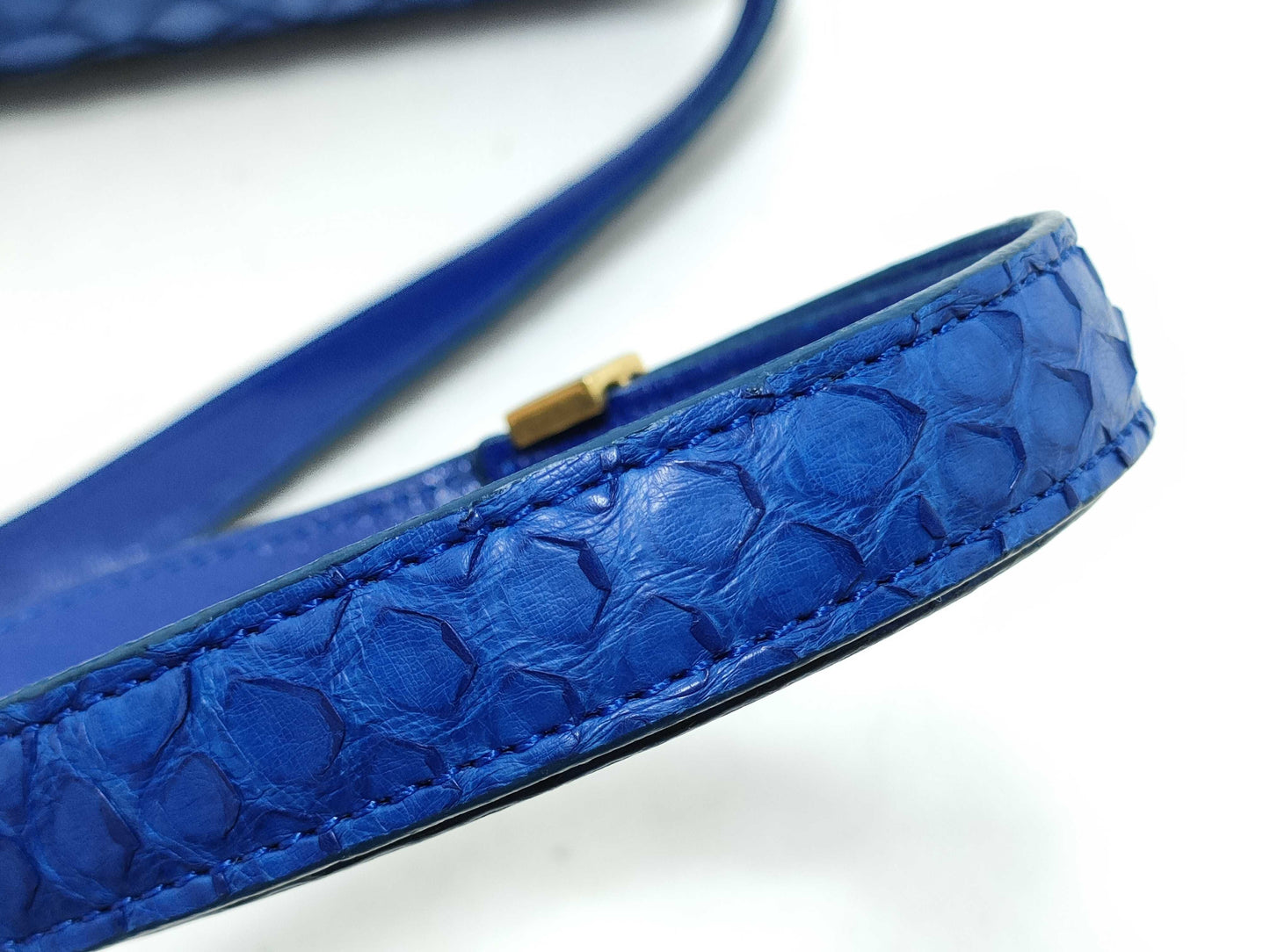 CELINE CELINE] Classic Box Medium Shoulder Bag Python/Leather Blue Shoulder Bag