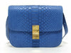 CELINE CELINE] Classic Box Medium Shoulder Bag Python/Leather Blue Shoulder Bag