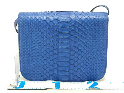 CELINE CELINE] Classic Box Medium Shoulder Bag Python/Leather Blue Shoulder Bag