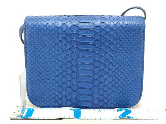 CELINE CELINE] Classic Box Medium Shoulder Bag Python/Leather Blue Shoulder Bag