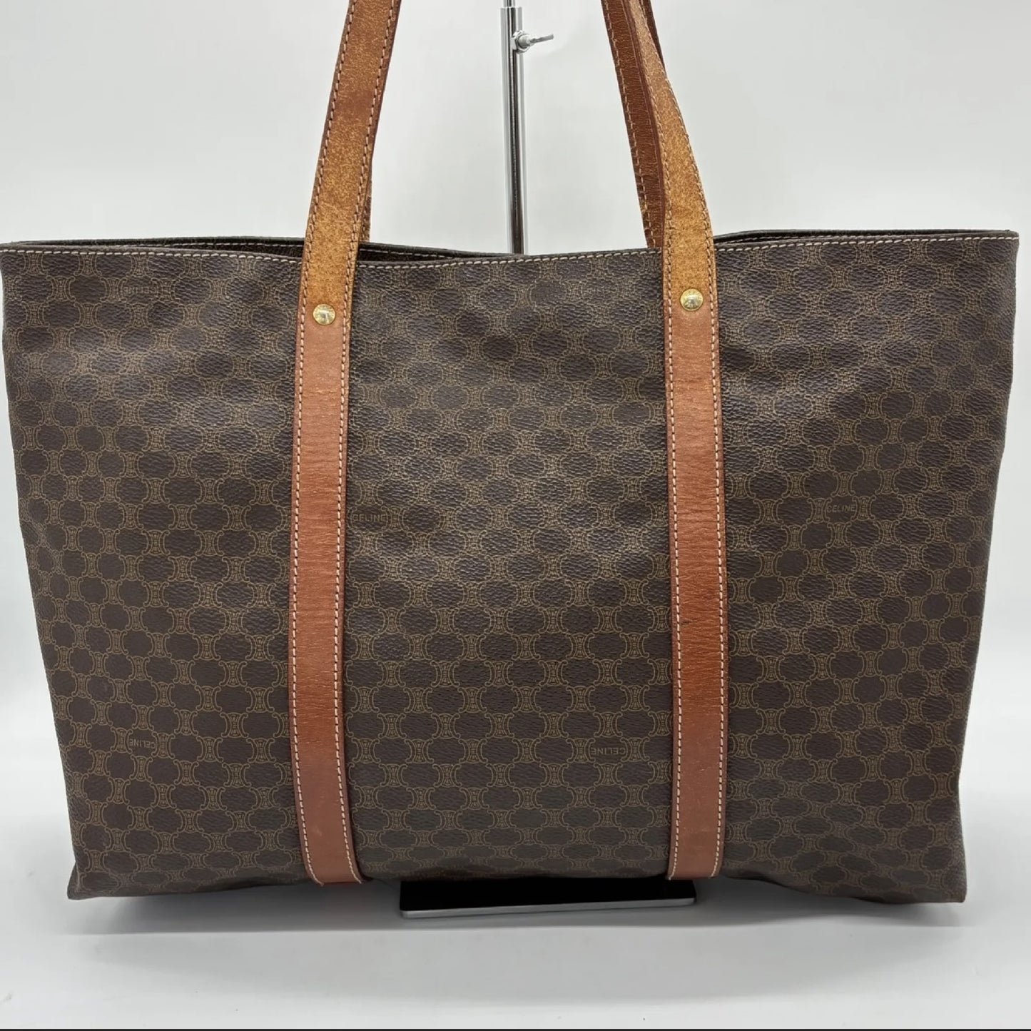 CELINE Macadam Brown PVC Tote Bag