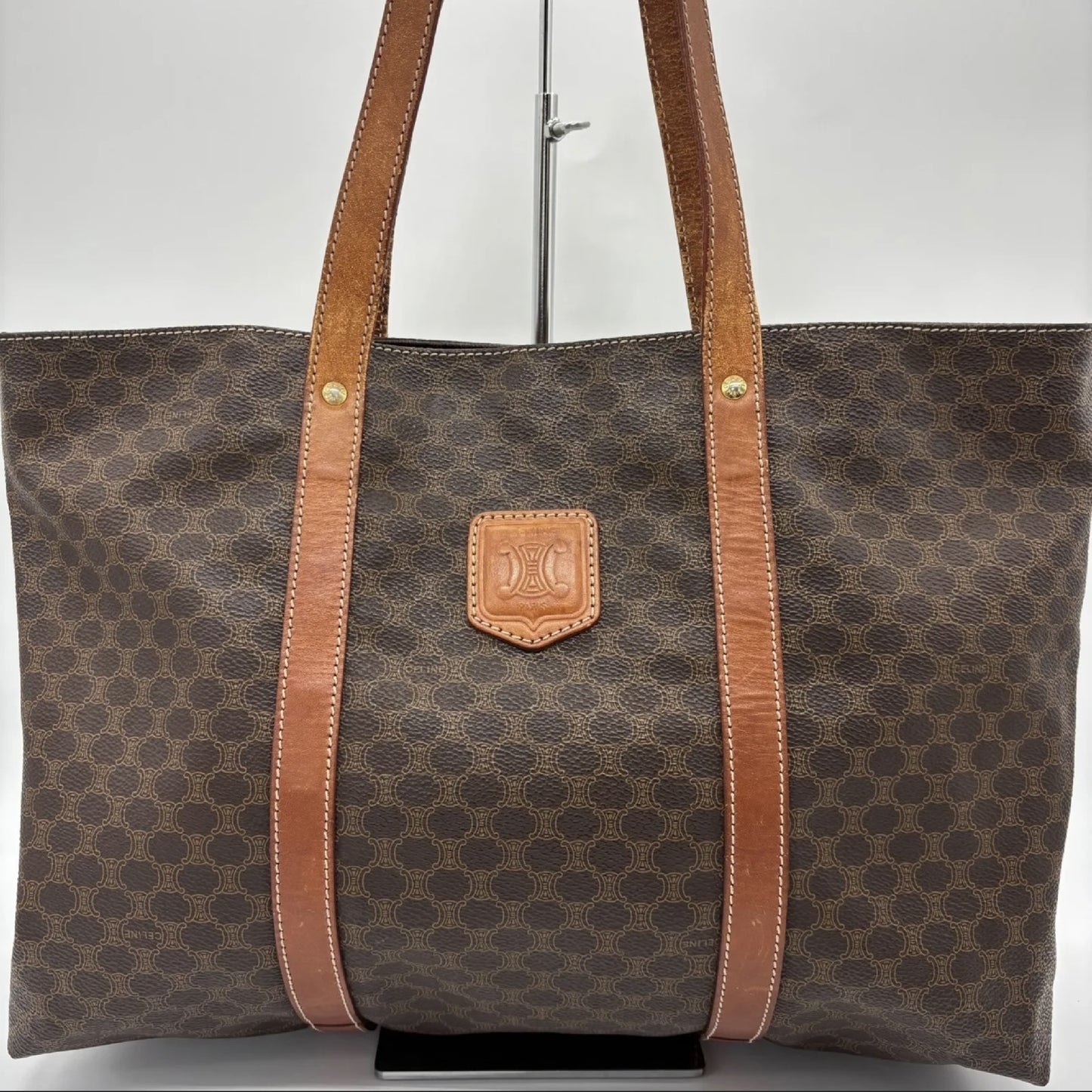 CELINE Macadam Brown PVC Tote Bag
