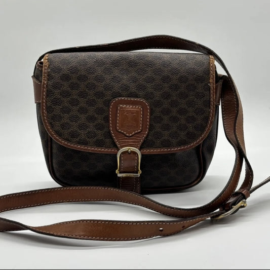 CELINE Macadam Leather Brown Shoulder Bag