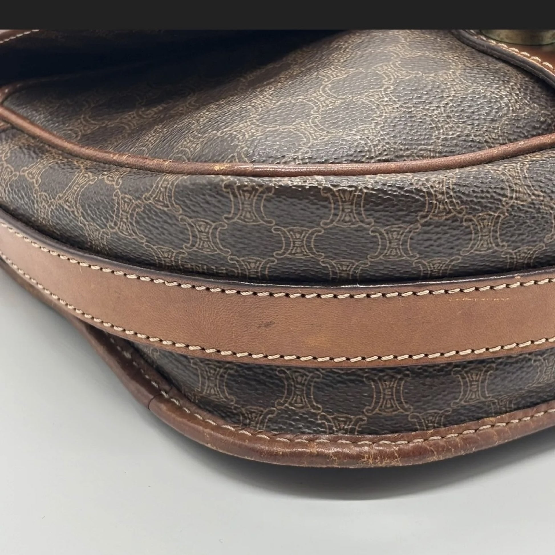 CELINE Macadam Leather Brown Shoulder Bag