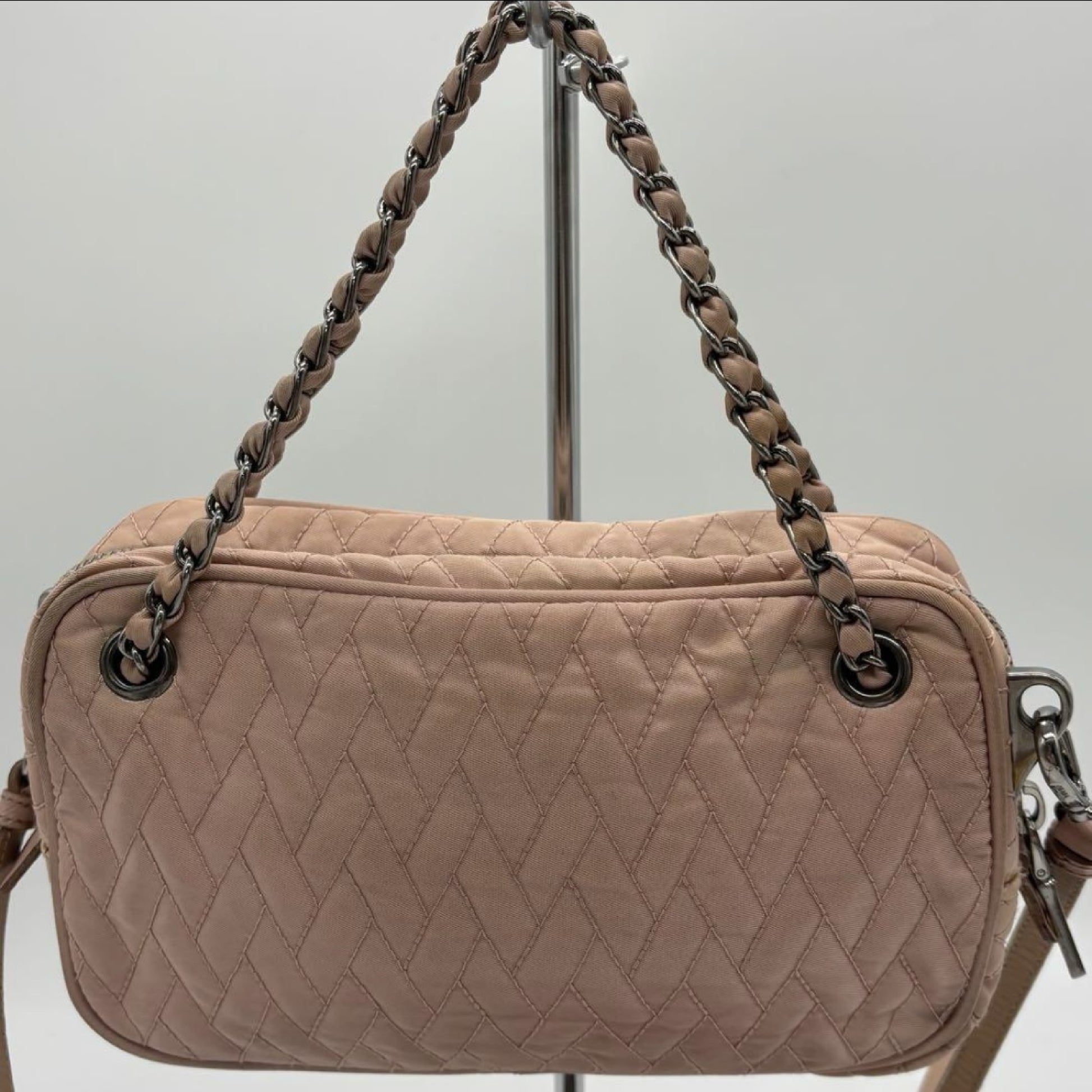 PRADA 2-way shoulder bag in beige pink with shoulder strap, BN2000, card holder included