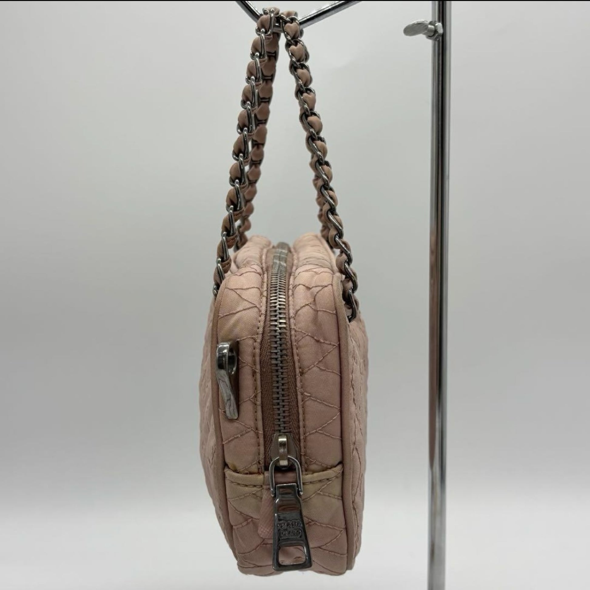 PRADA 2-way shoulder bag in beige pink with shoulder strap, BN2000, card holder included