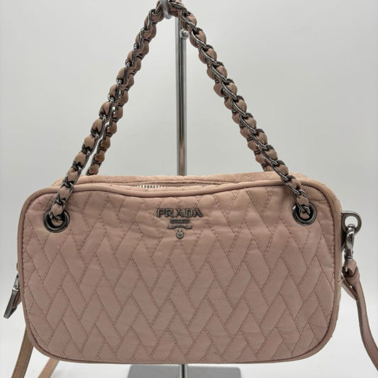 PRADA 2-way shoulder bag in beige pink with shoulder strap, BN2000, card holder included