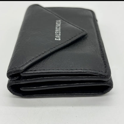 BALENCIAGA 3-Fold Compact Wallet Black Paper Mini Wallet Wallet