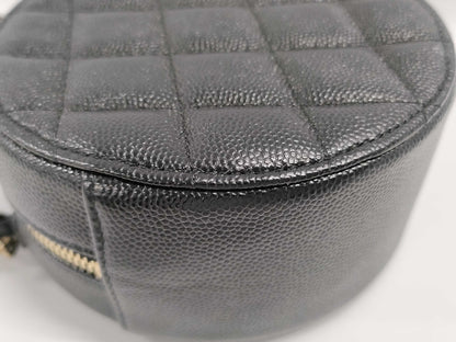CHANEL Matelasse Coco Mark Round Caviar Leather Chain Shoulder Bag