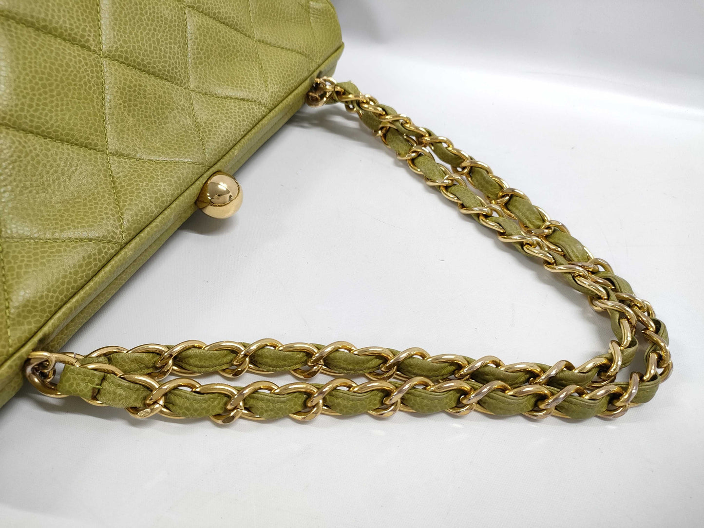 CHANEL Matelasse Coco Mark Clasp Caviar Leather Chain Hand Shoulder Bag