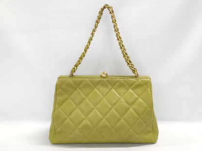 CHANEL Matelasse Coco Mark Clasp Caviar Leather Chain Hand Shoulder Bag