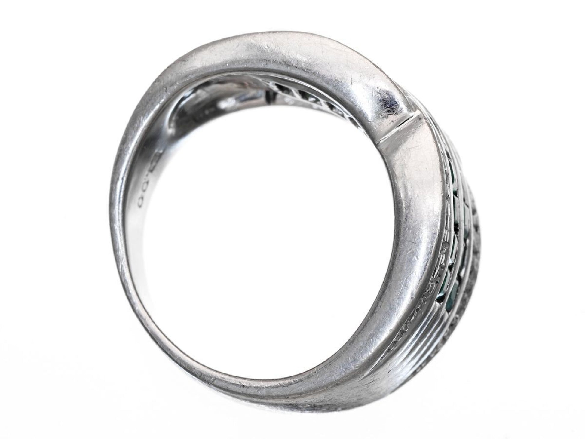 E1.00ct D0.17ct Pt900 12.9g Ring 