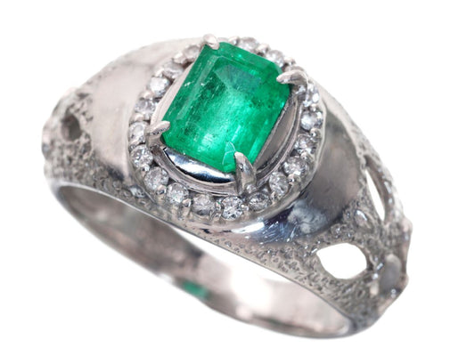 E1.04ct D0.16ct Pt900 6.9g Ring 