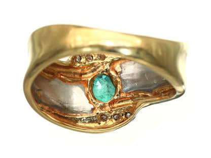 Emerald D0.08ct K18/Pt900 3.6g Ring 