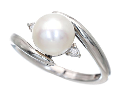 Akoya Pearl Diameter Approx. 7.7mm D0.04ct Pt900 6.2g Ring 
