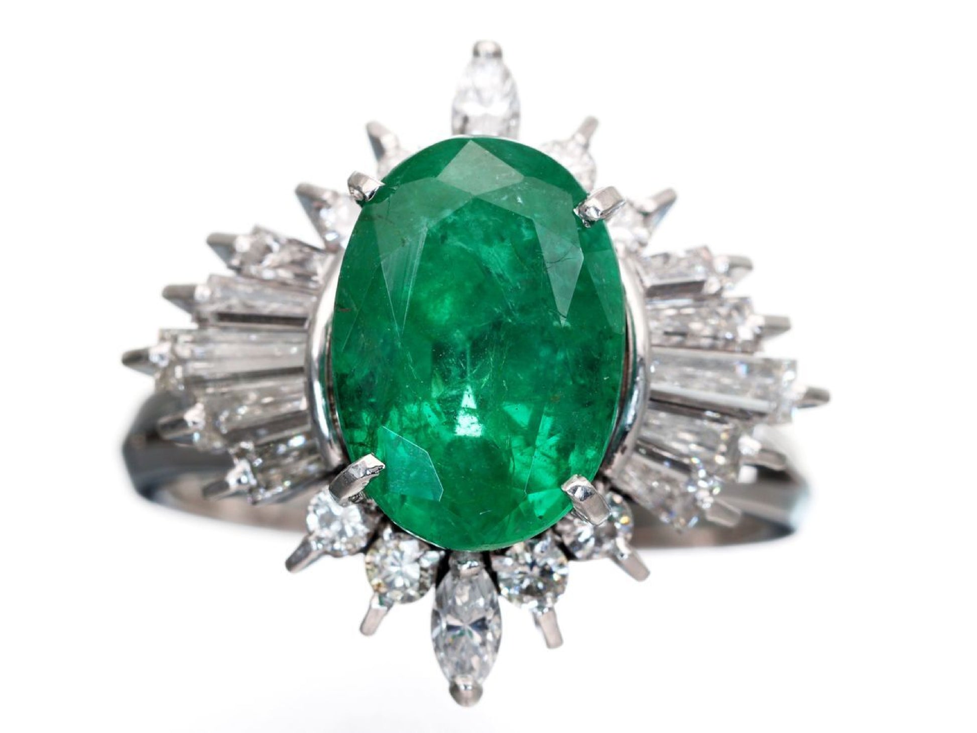 E3.66ct D1.09ct Pt900 7.8g Ring 